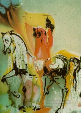 Los caballos del caballero cristiano surrealista Pinturas al óleo